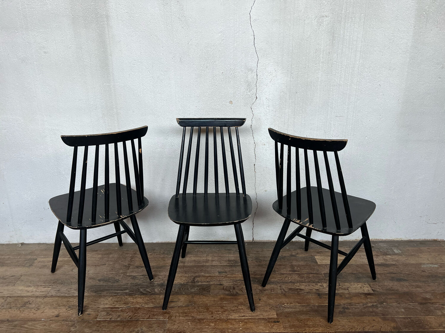 Série de 3 chaises 1950 1960