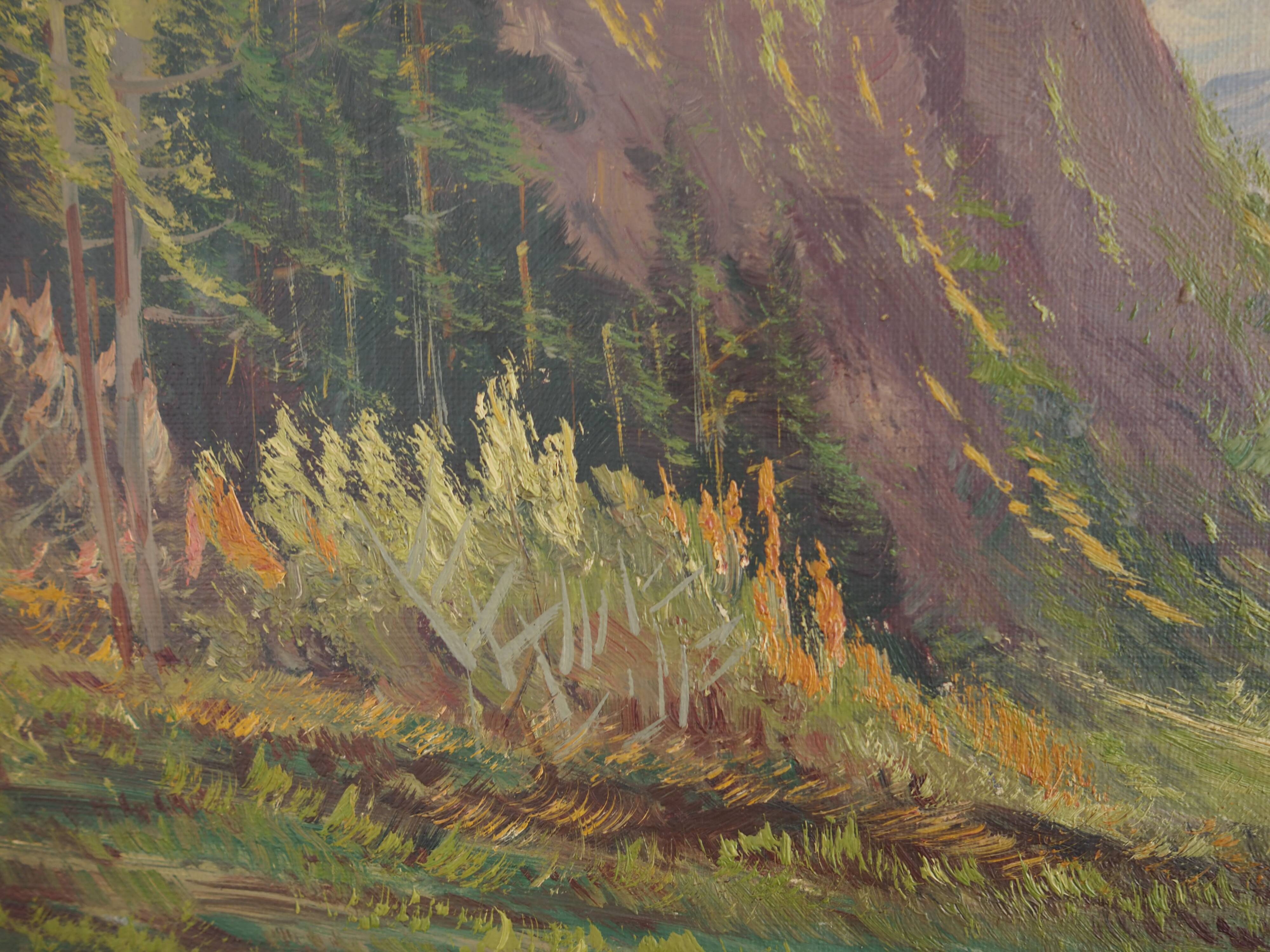 Painting „The Chalet at the Mountain Stream”, Scandinavian design, 1970s