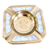Mother-of-pearl and brass ashtray