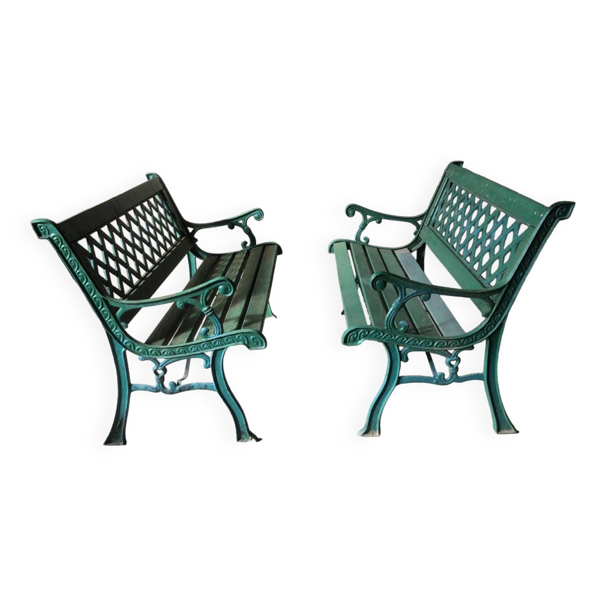 Old cast iron and wood garden bench