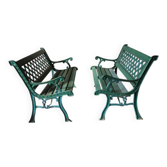 Old cast iron and wood garden bench