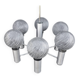 Chandelier metal chrome glass balls space age sputnik midcentury 70s