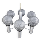Chandelier metal chrome glass balls space age sputnik midcentury 70s