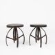 Industrial Black Metal Stool with Frame, France 1920s