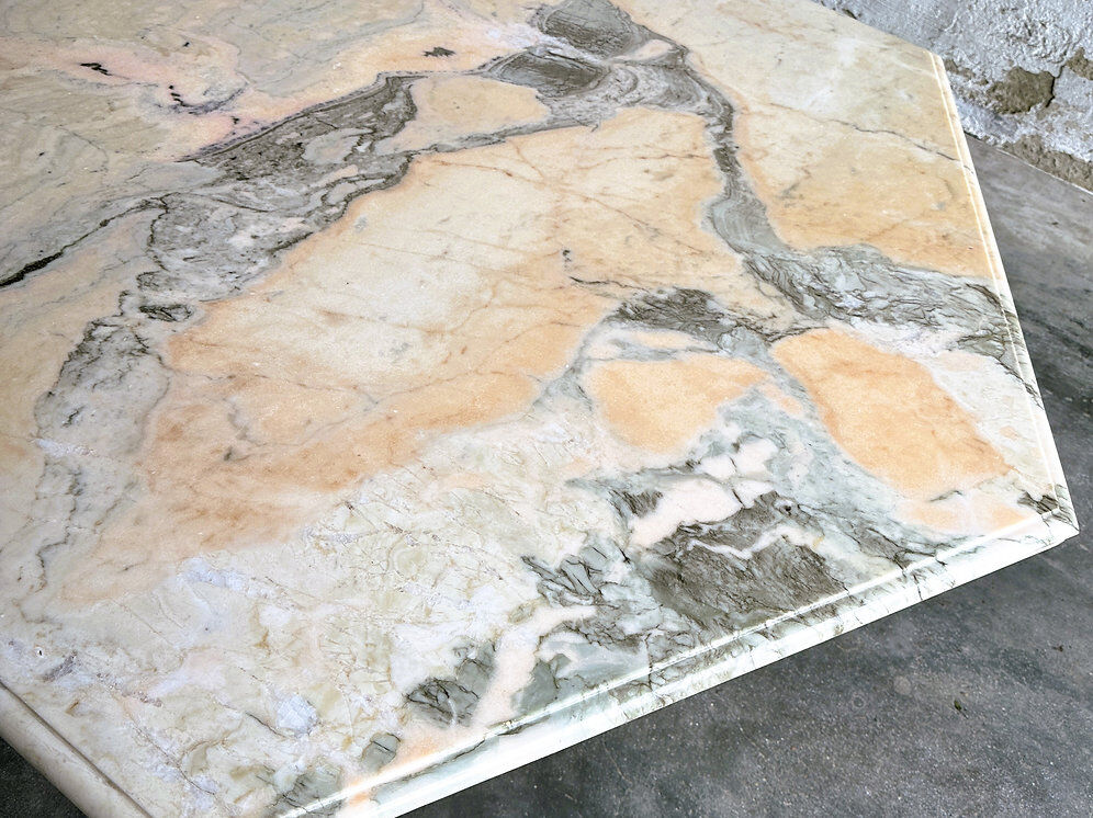 Vintage hexagonal pink and grey marble coffee table, 1980s