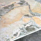 Vintage hexagonal pink and grey marble coffee table, 1980s