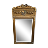 Miroir ancien en bois doré 128 x 68 cm