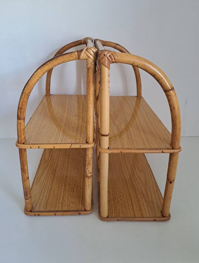 Set of bamboo wall shelves