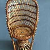 Pair of emmanuelle rattan armchairs 70 years