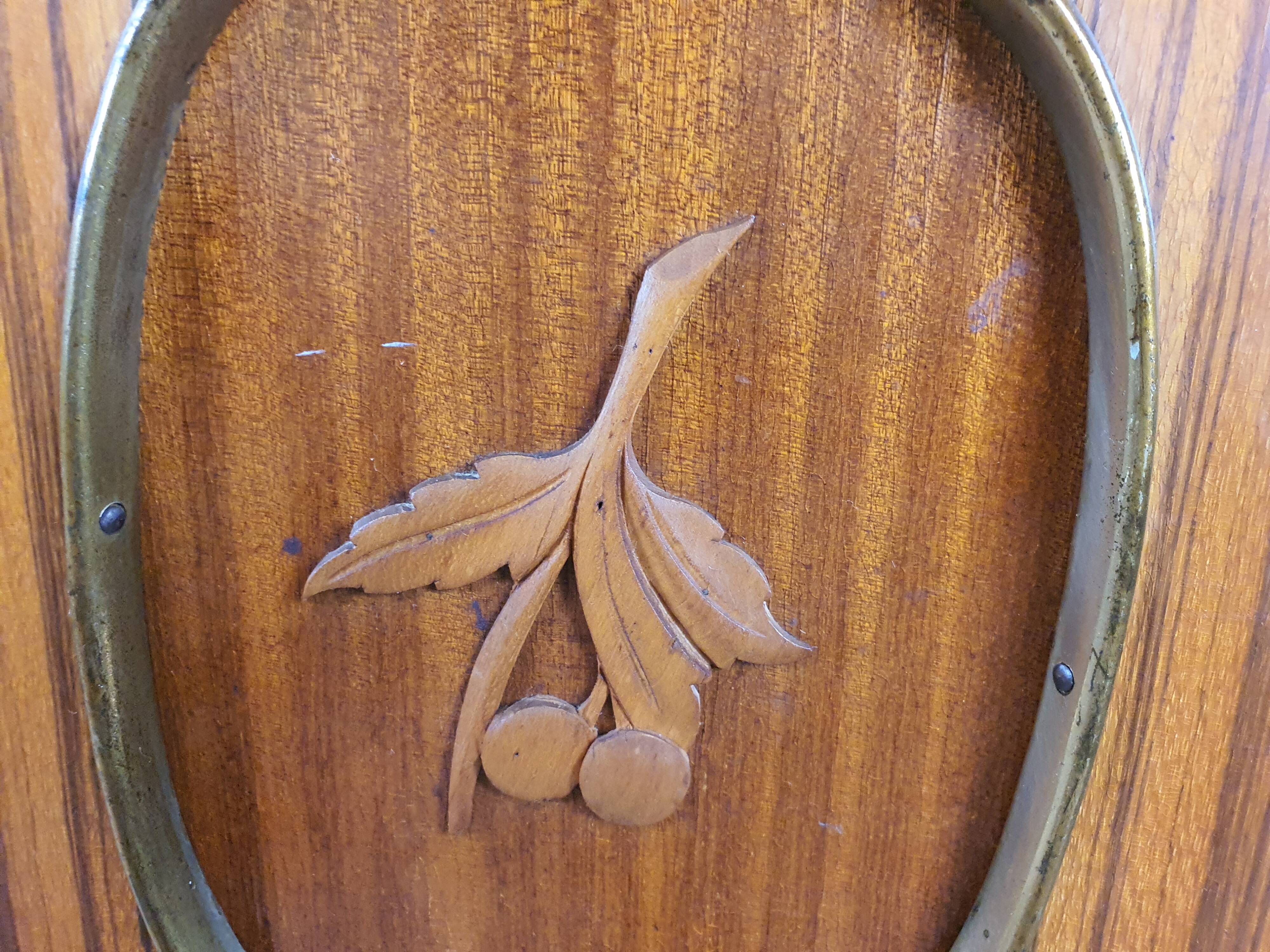 1960s sideboard with decorated doors in wood and brass