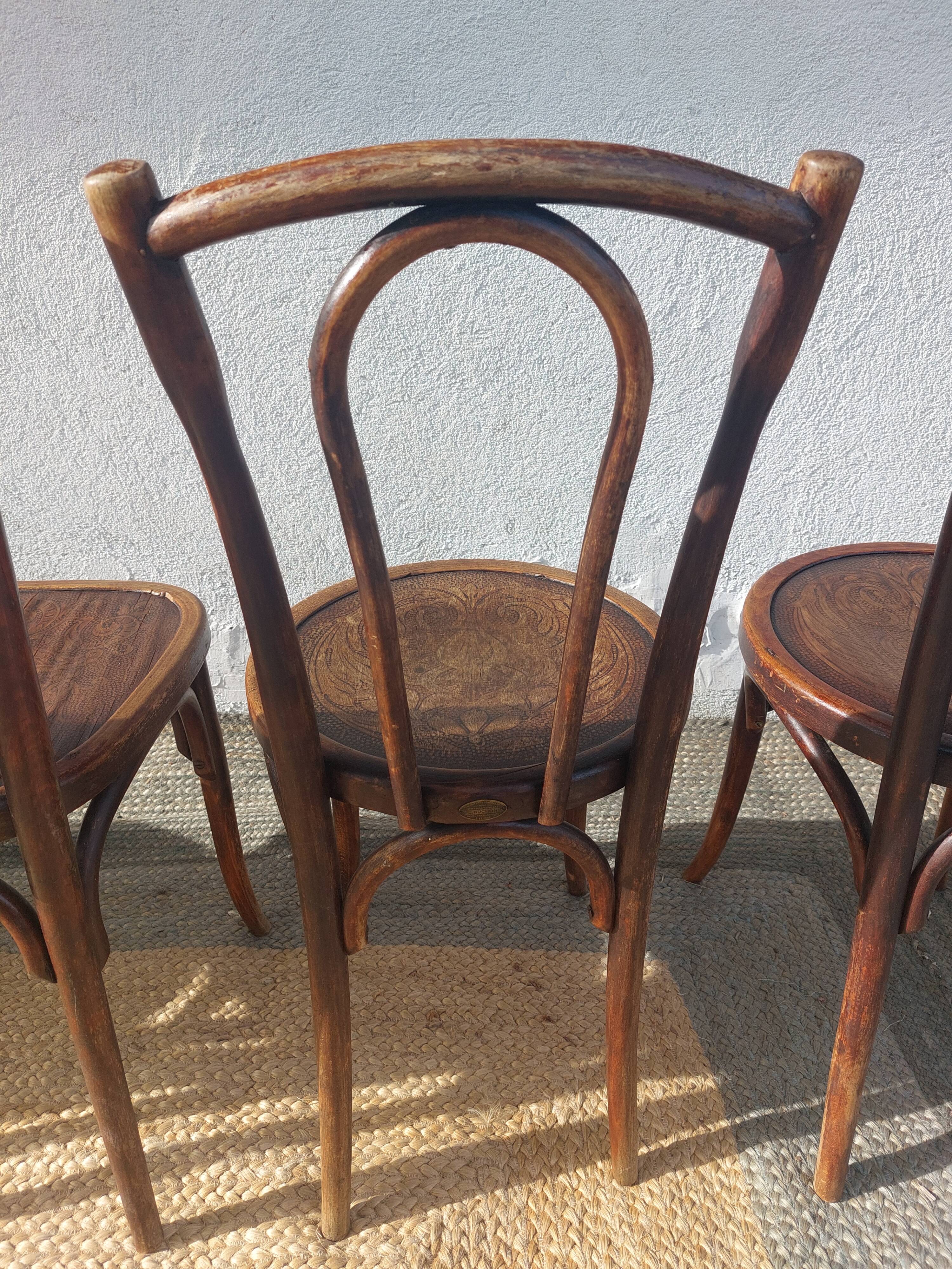 Set of 5 Buchon bistro chairs in curved wood