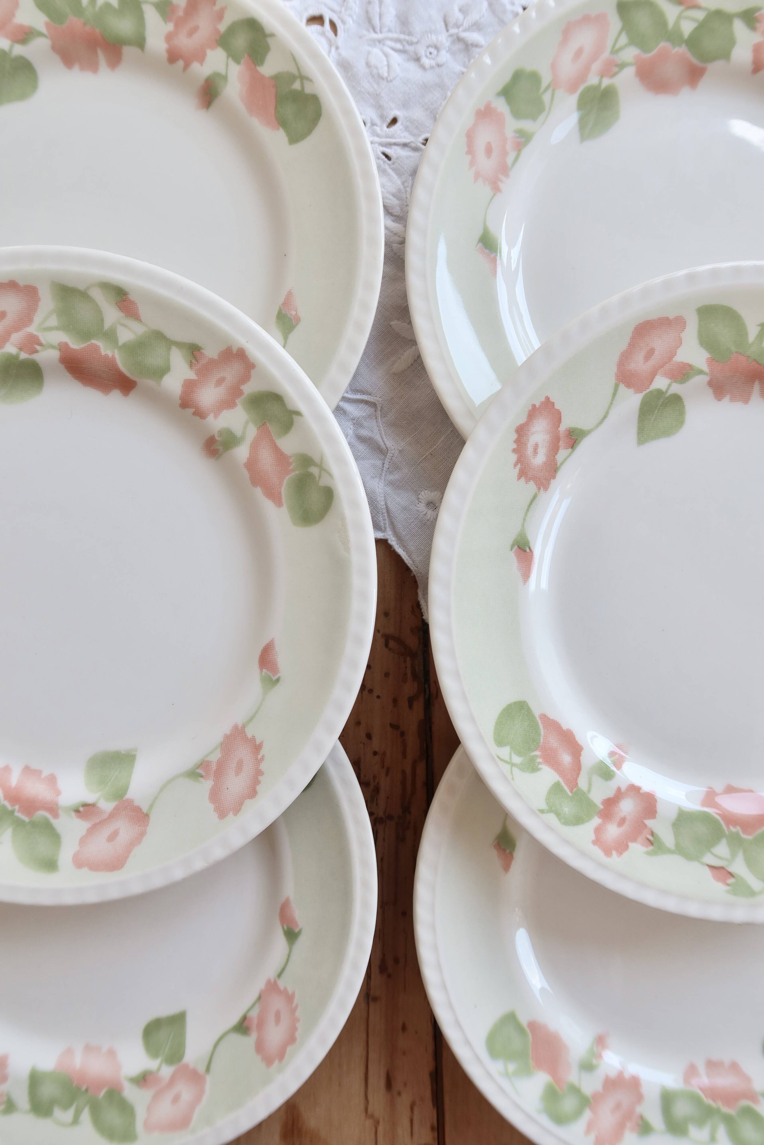 6 vintage dessert plates English earthenware Oxford floral pattern