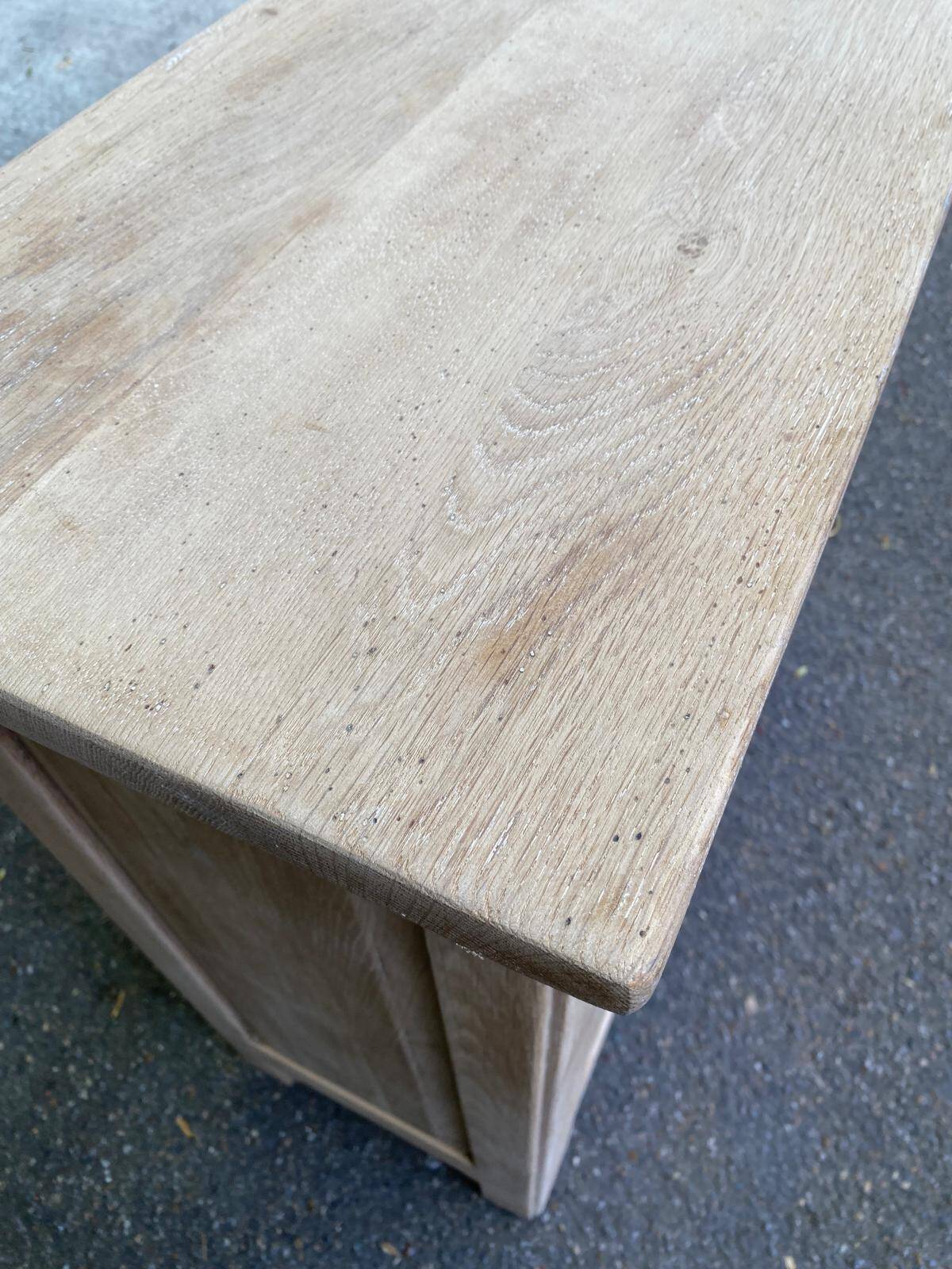 Vintage shallow Parisian sideboard renovated in solid oak 1950.