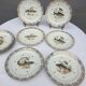 Set 12 plates porcelain gold fine fish fern limousine de Chastagner