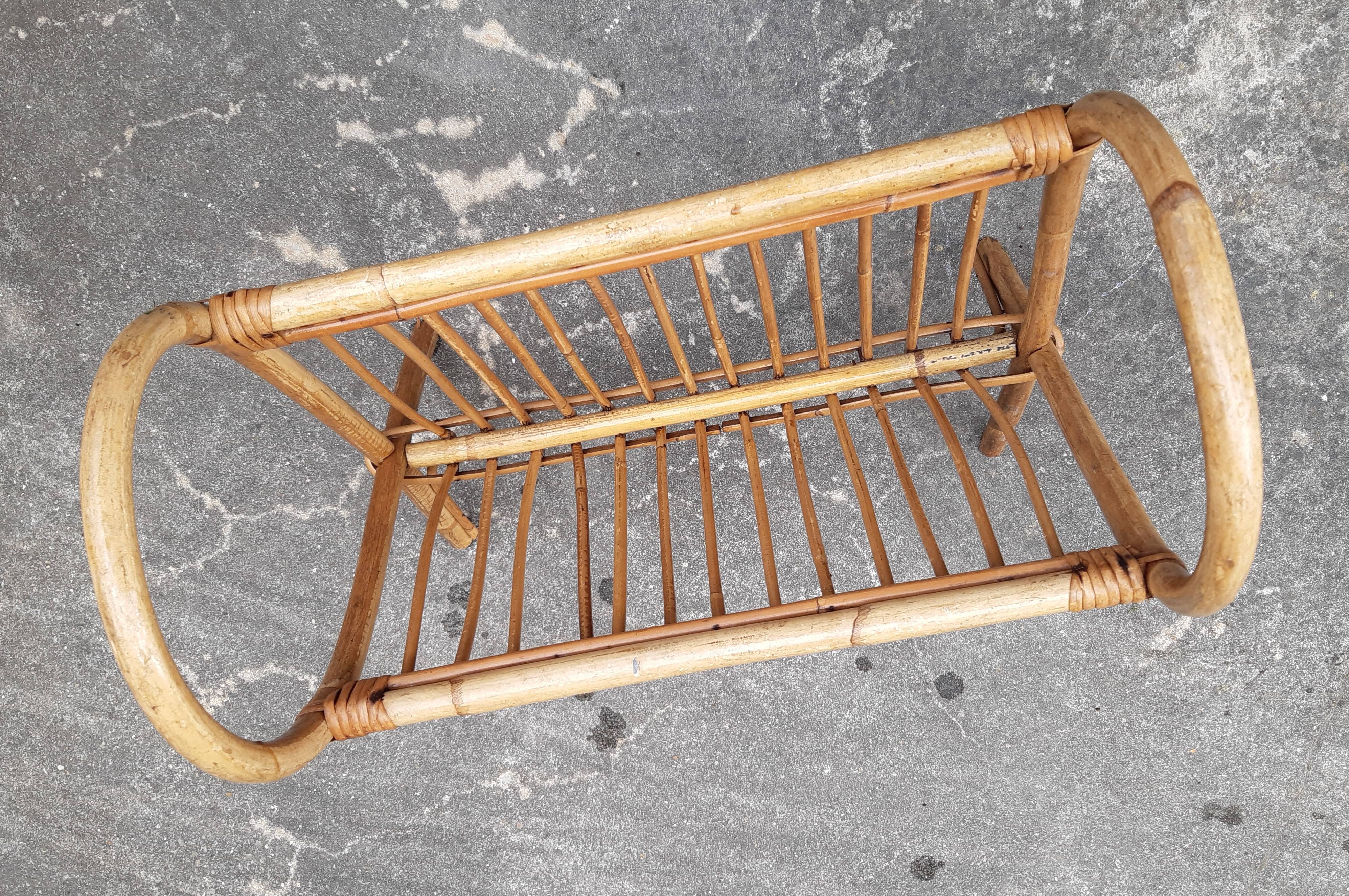 Rattan magazine door, vintage 60s