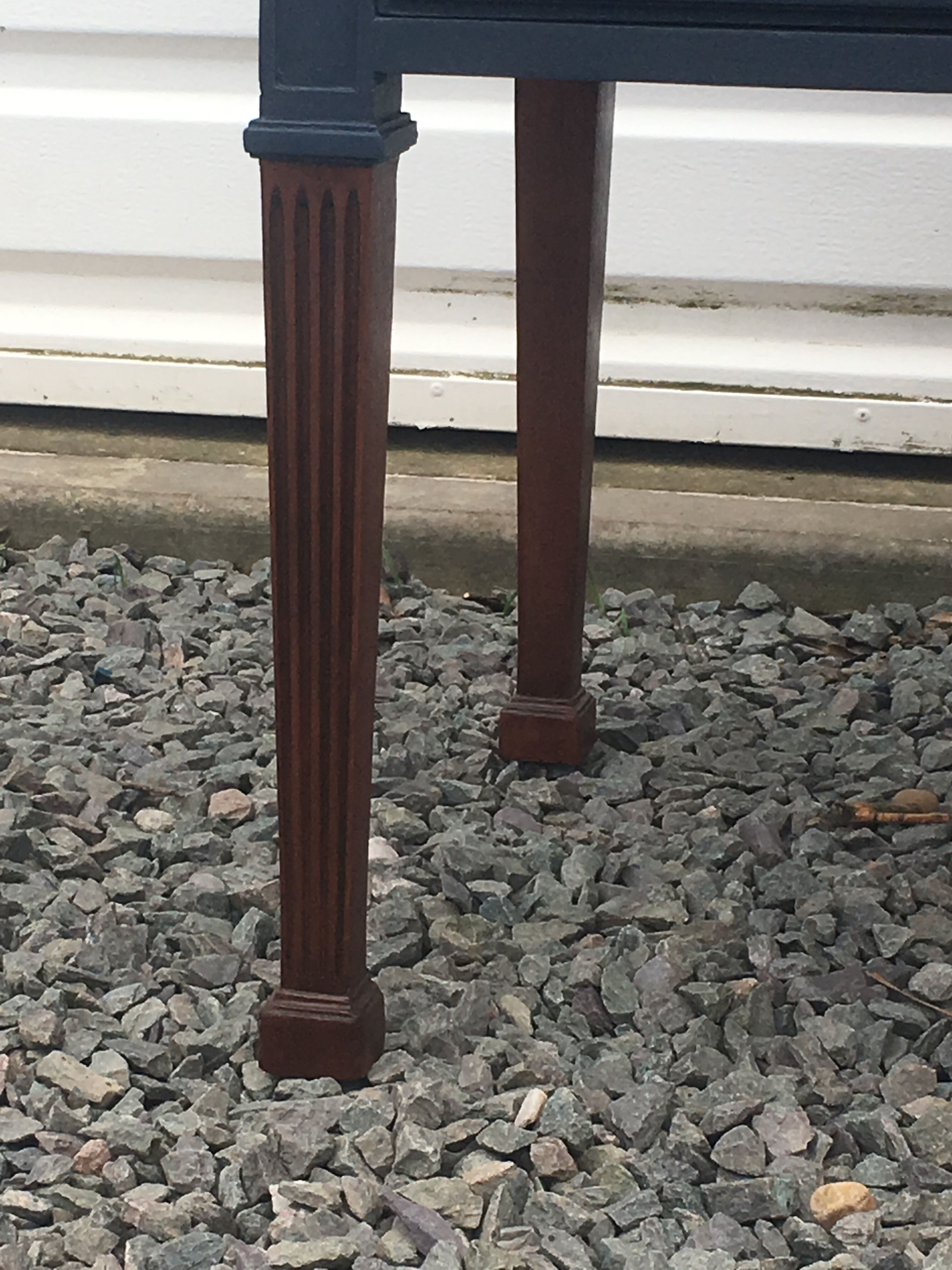 Vintage dark blue hand painted regency style buffet