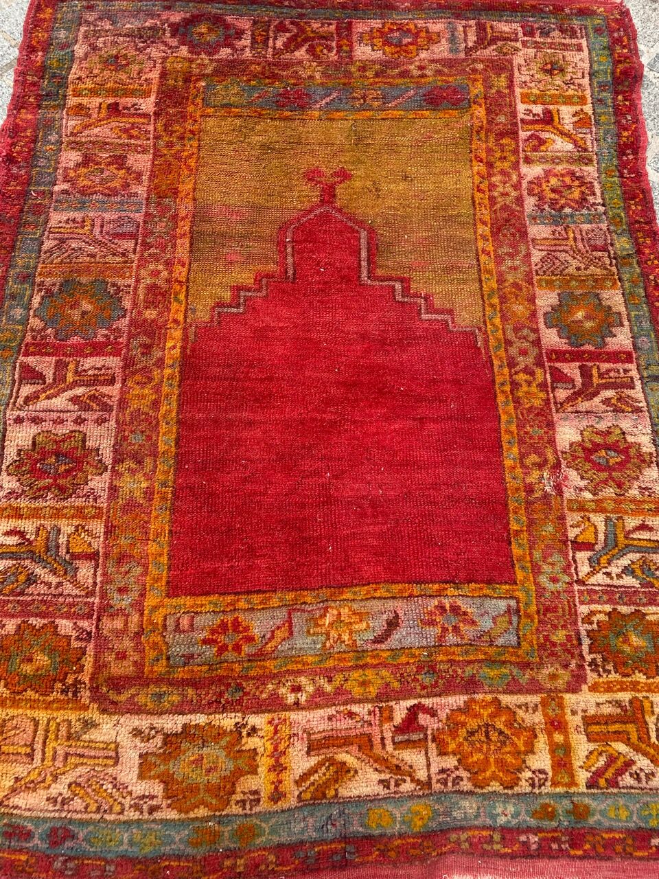 Old Turkish carpet Anatolia handmade 105x135 cm