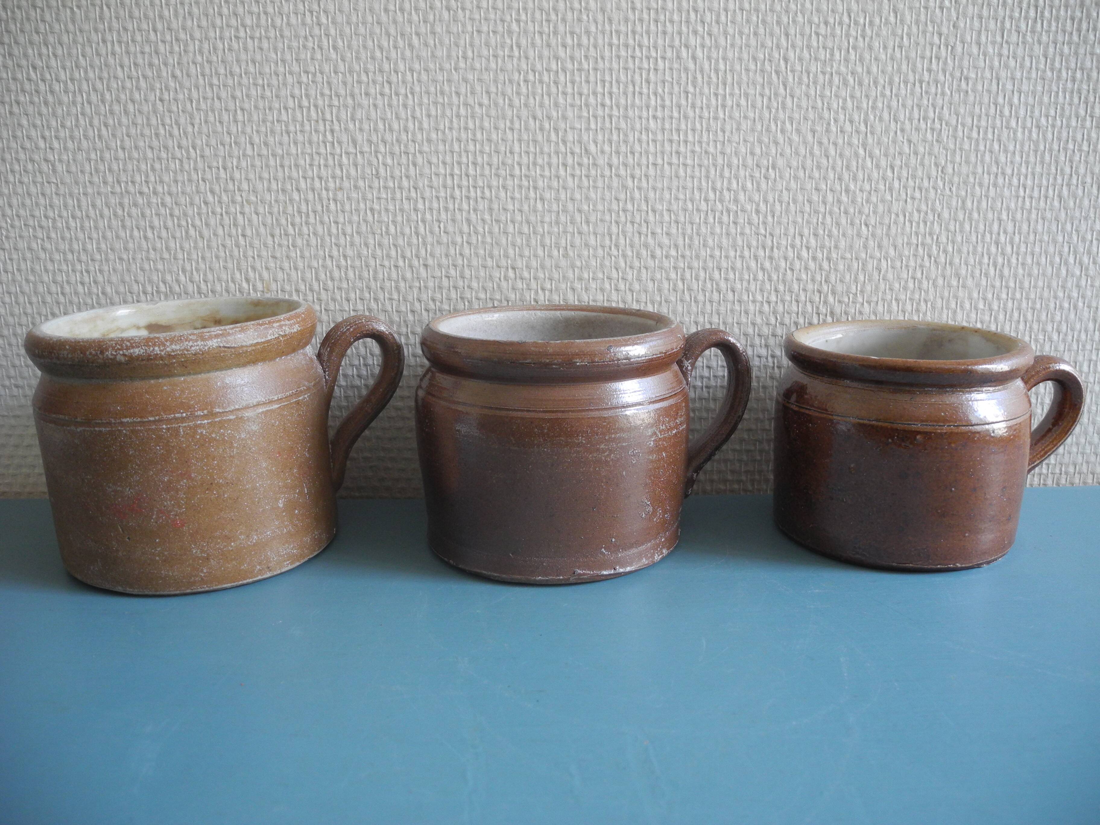 Lot anciens pots grès déco rustique old french stoneware pots