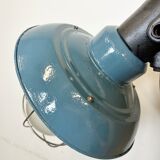Industrial Blue Painted Factory Wall Cage Lamp from Elektrosvit, 1960s