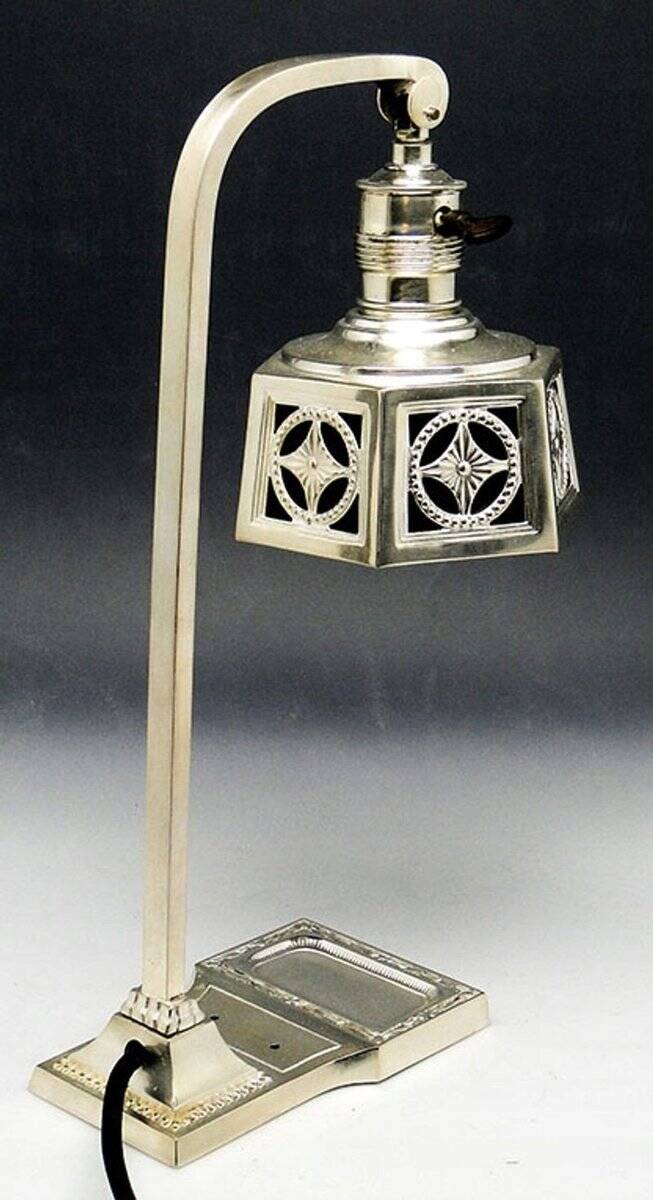 Art Nouveau silver-plated desk lamp, early 20th century