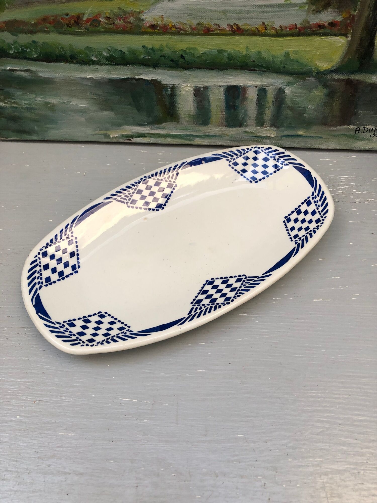 Ravier dish signed Moulin des loups Hamage Orchies Nord France model Pantin