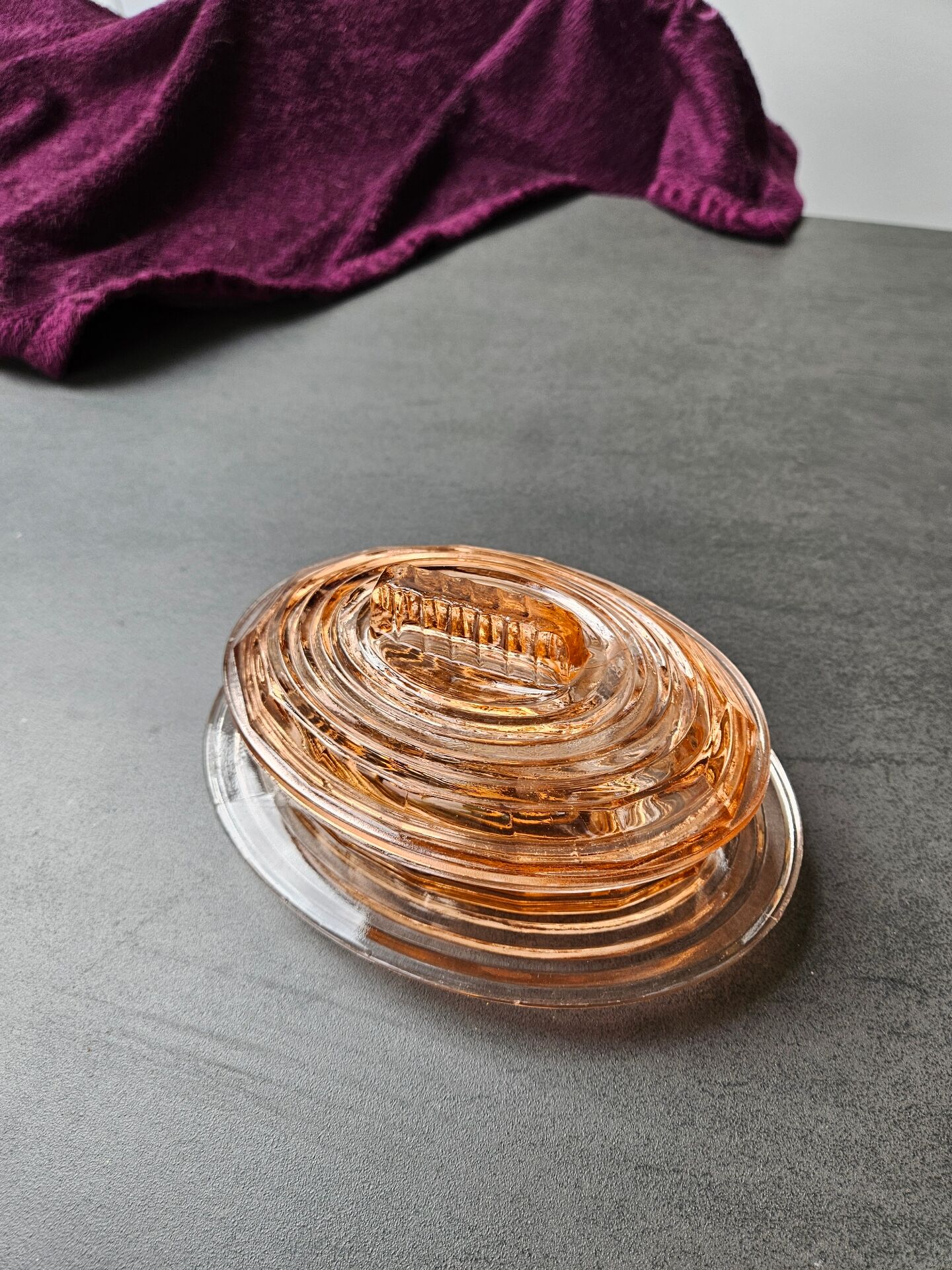 Rosaline glass butter dish: Art Deco