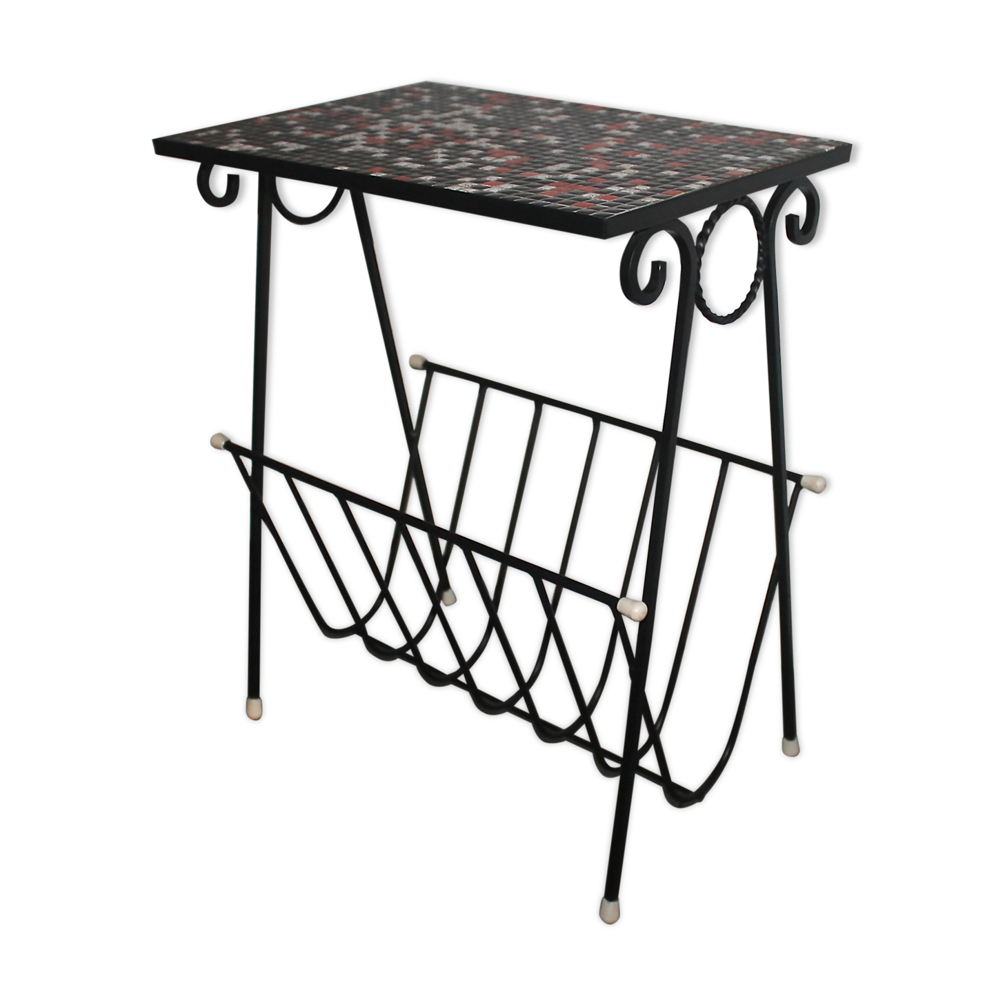 Vintage magazine rack with shelf