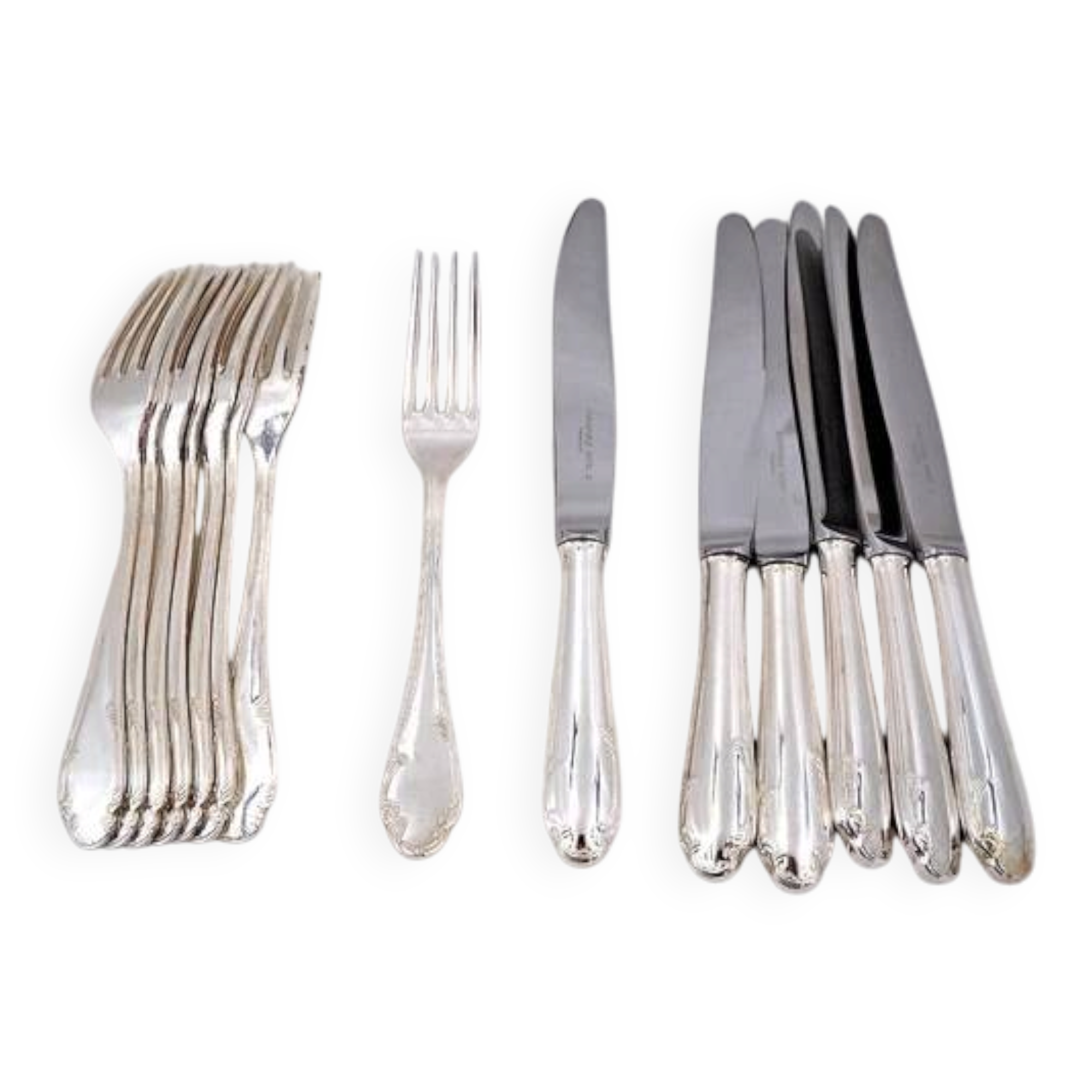 8 fourchettes et 6 couteaux de table Christofle Hotel