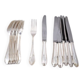 Christofle Hotel, lot 8 forks + 6 table knives in a model similar to Pompadour.