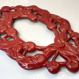 Cherry Pattern Enameled Cast Iron Trivet
