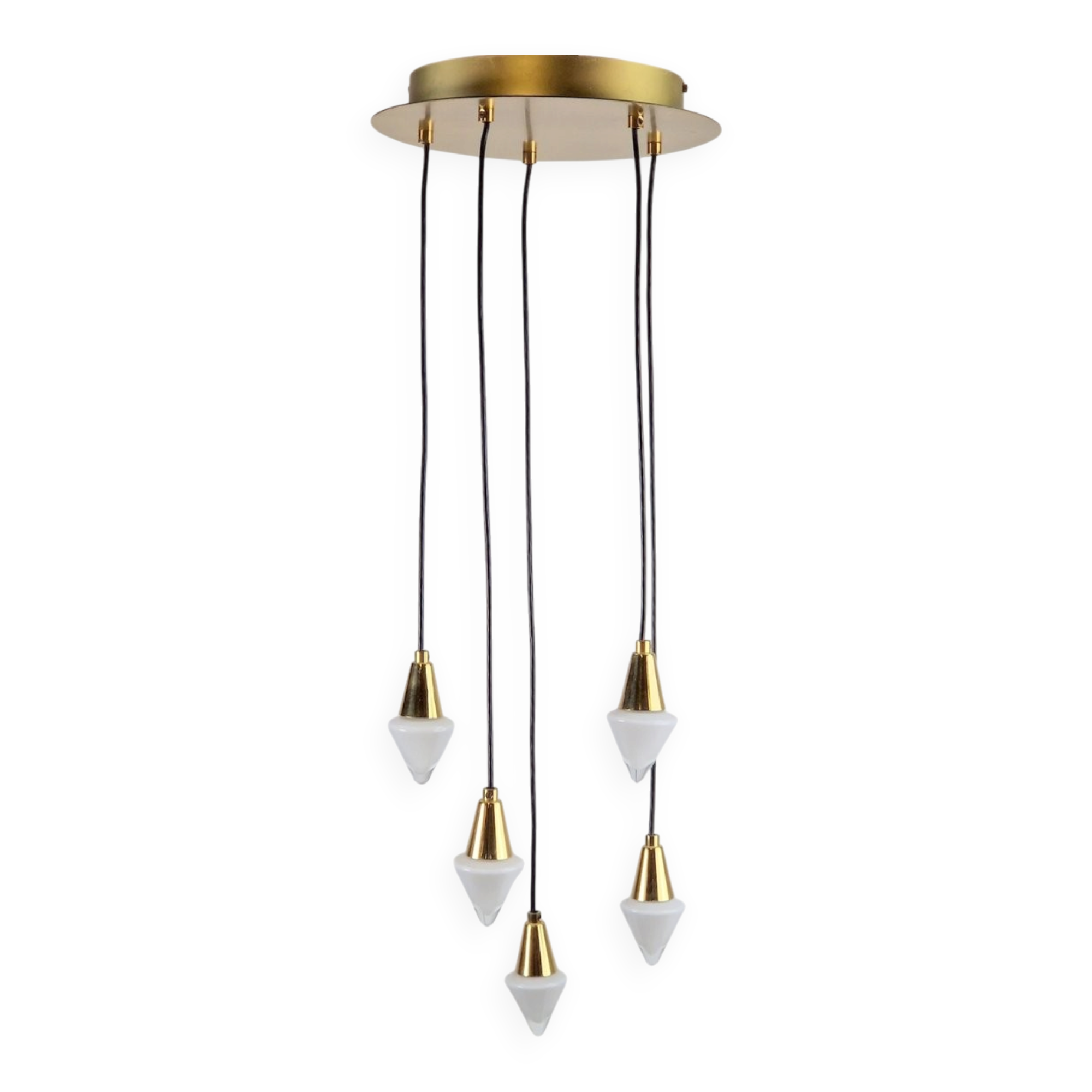 Glass and Brass Cascade Pendant Lamp by Schmidt Leuchten, 1970s