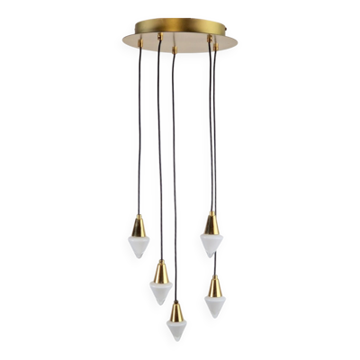 Suspension en verre et laiton Cascade par Schmidt Leuchten, années 1970