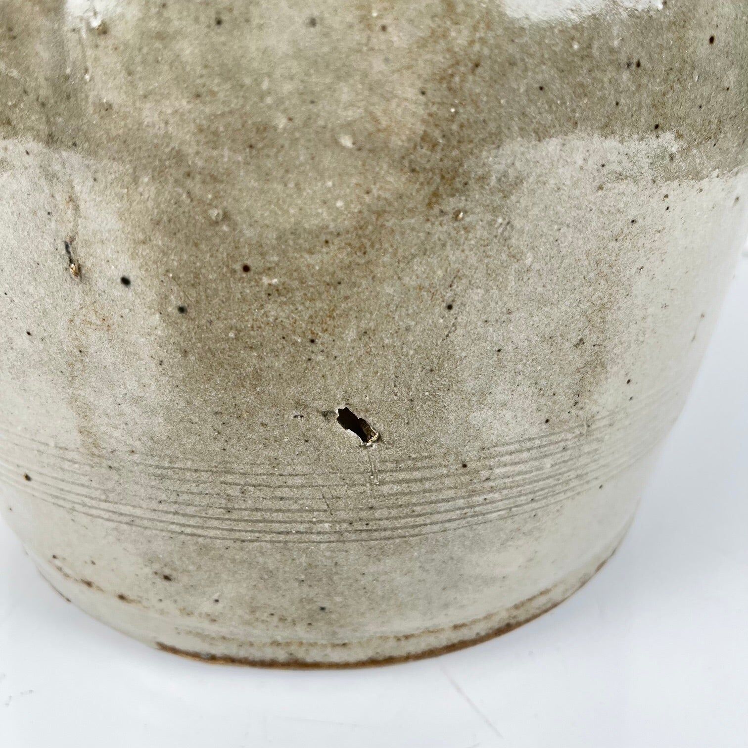 Old confit pot in stoneware, grey colour, 1900.