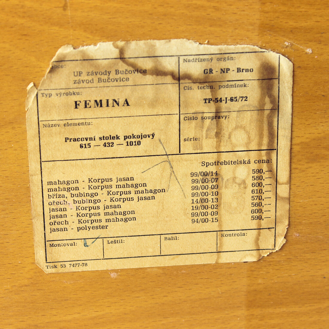 Bureau en acajou, Tchécoslovaquie, années 1970