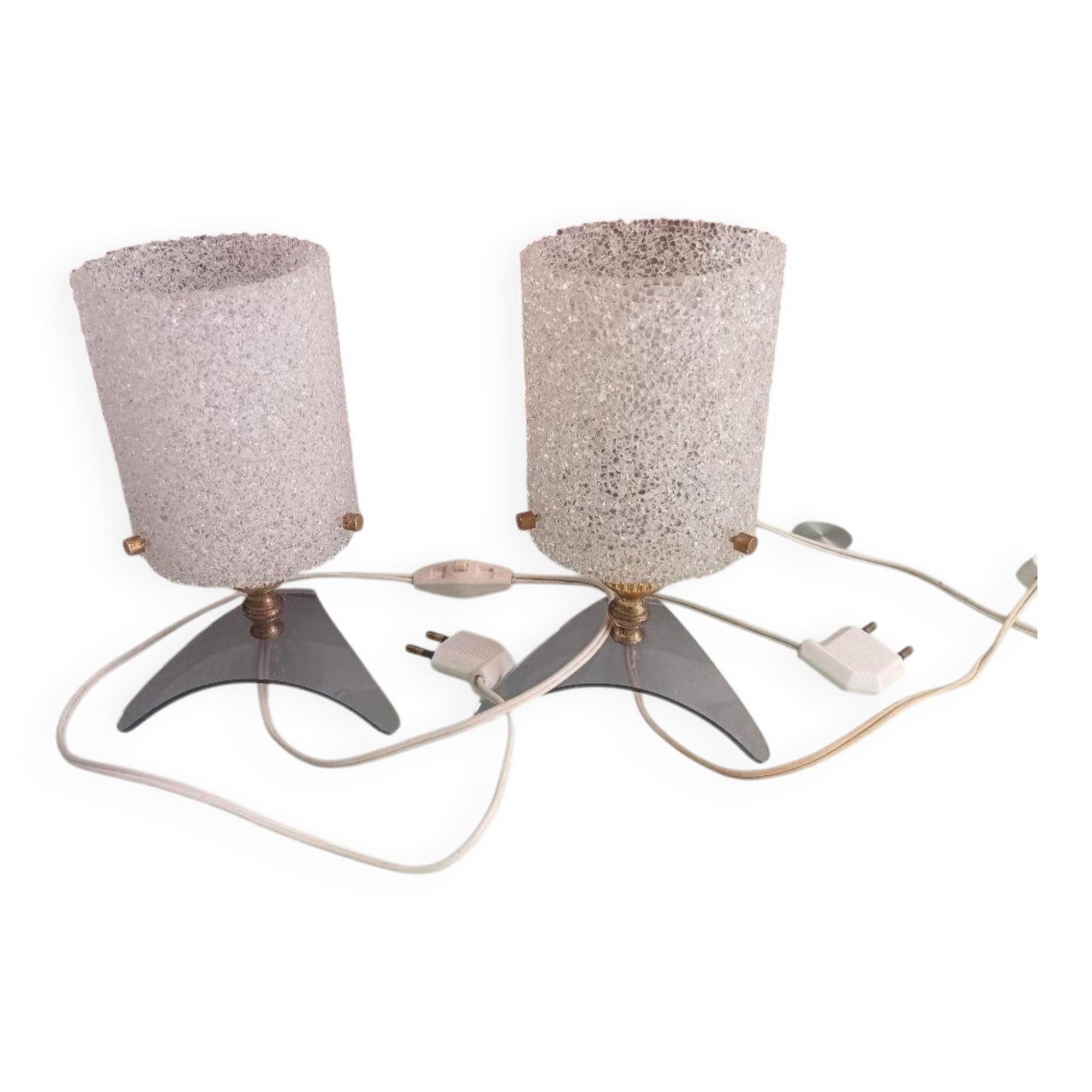 Set of 2 Perspex and Plexiglass lamps from the 1950s.