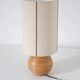 Recycled vintage lamp — honey ceramic base, natural linen shade