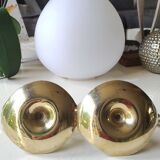 Pair of hand candle holders/Cellar rats shape swans, in polished brass. 1950s