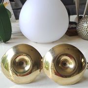 Pair of hand candle holders/Cellar rats shape swans, in polished brass. 1950s