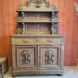 Saint Hubert oak cabinet with sculptures completely renovated
