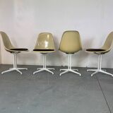 4 La Fonda fiberglass steel dining Chairs by Eames for Herman Miller