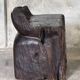 Stool, tabouret or low Japanese-style armchair in brutalist monoxyle radica.