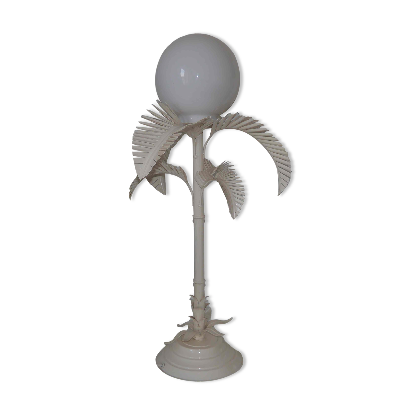Lamp of the 70's "palm" in metal and opaline