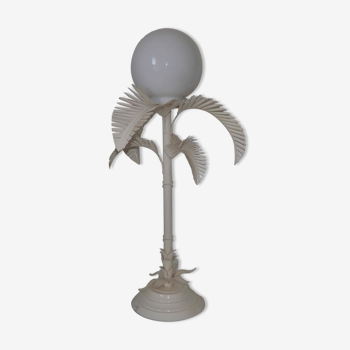 Lamp of the 70's "palm" in metal and opaline