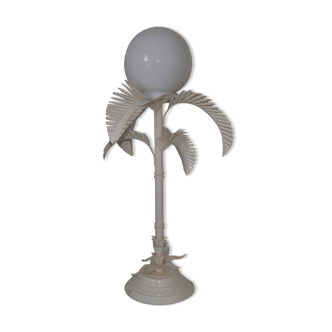 Lamp of the 70's "palm" in metal and opaline