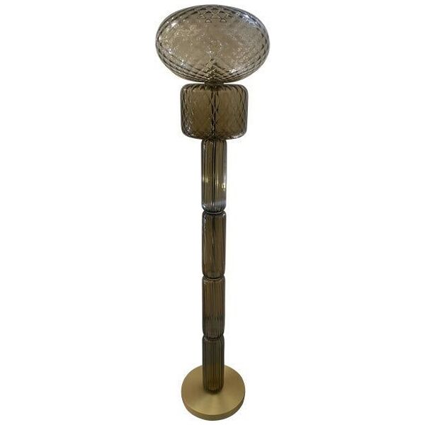 Contemporary "Ballotton" Fumè and Grey Murano Glass Floor Lamp