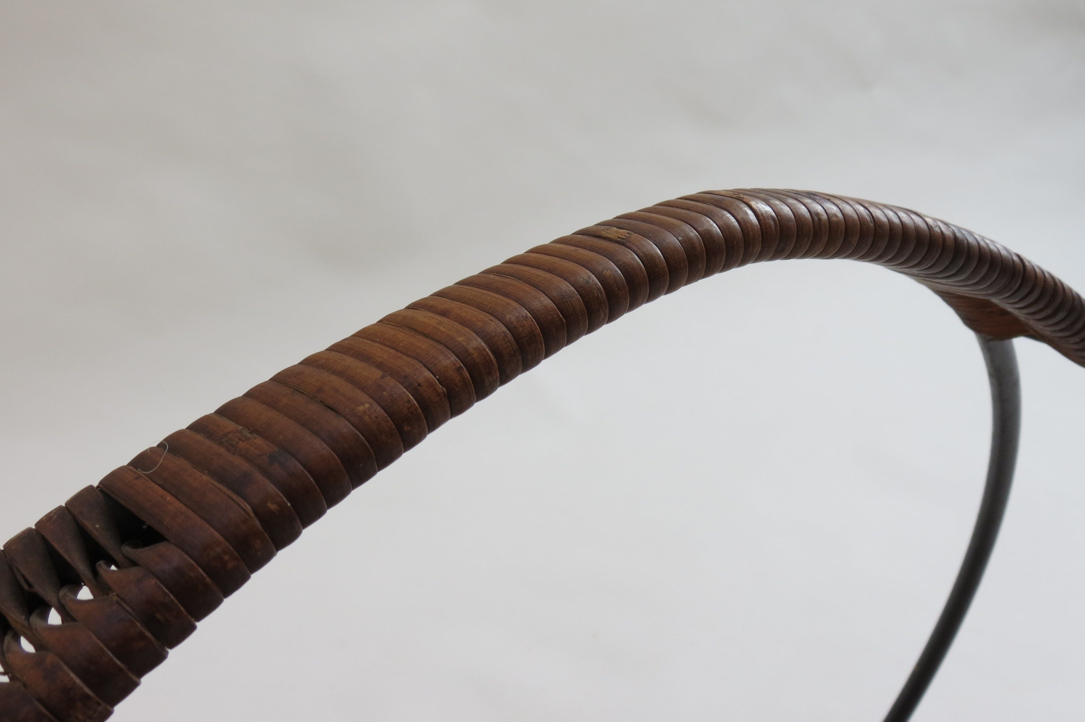 Log metal and cane log basket 1960