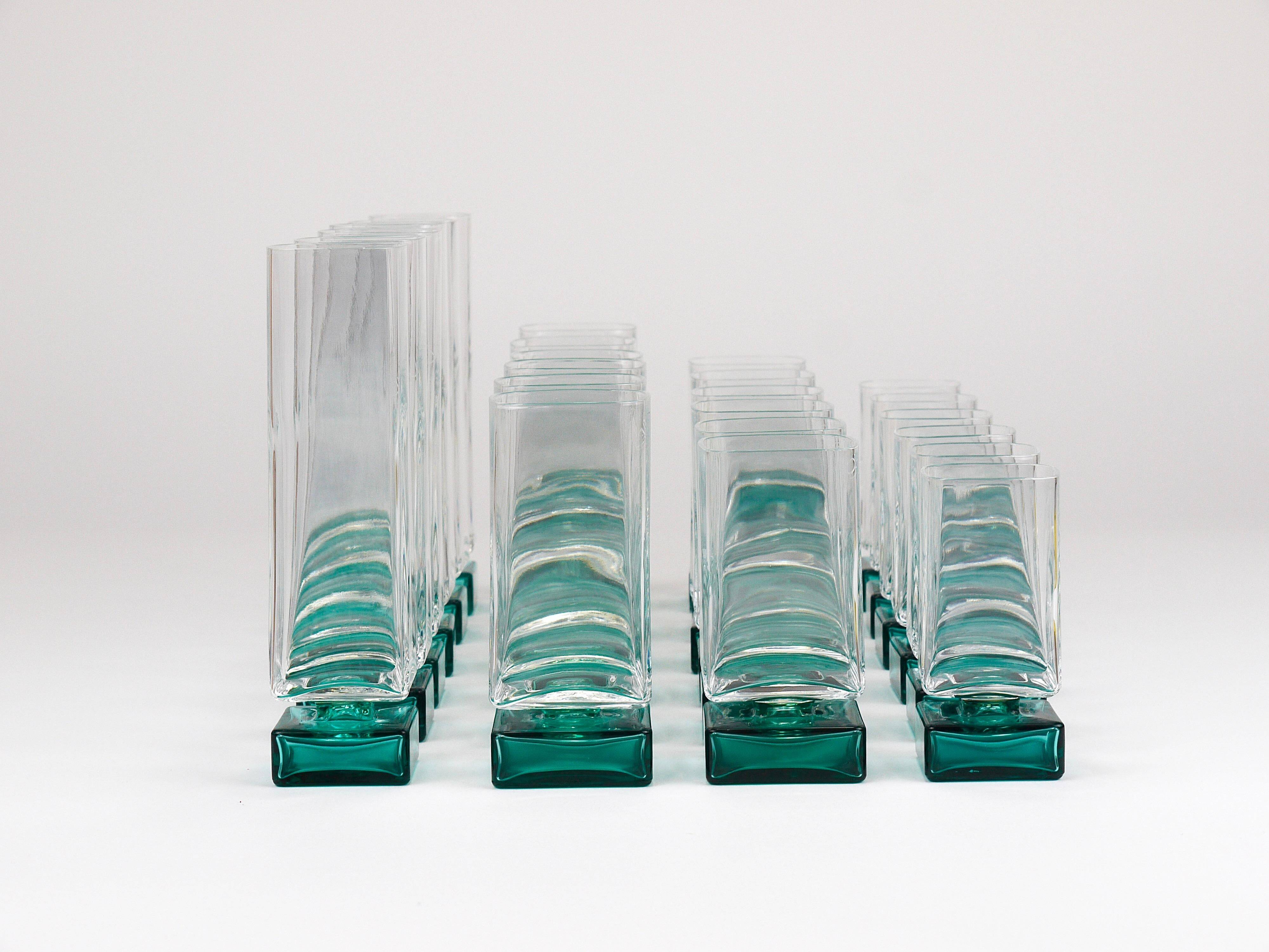 Set of 24 Luigi Bormioli Postmodern Light & Music Monet glasses, Italy, 1980s.