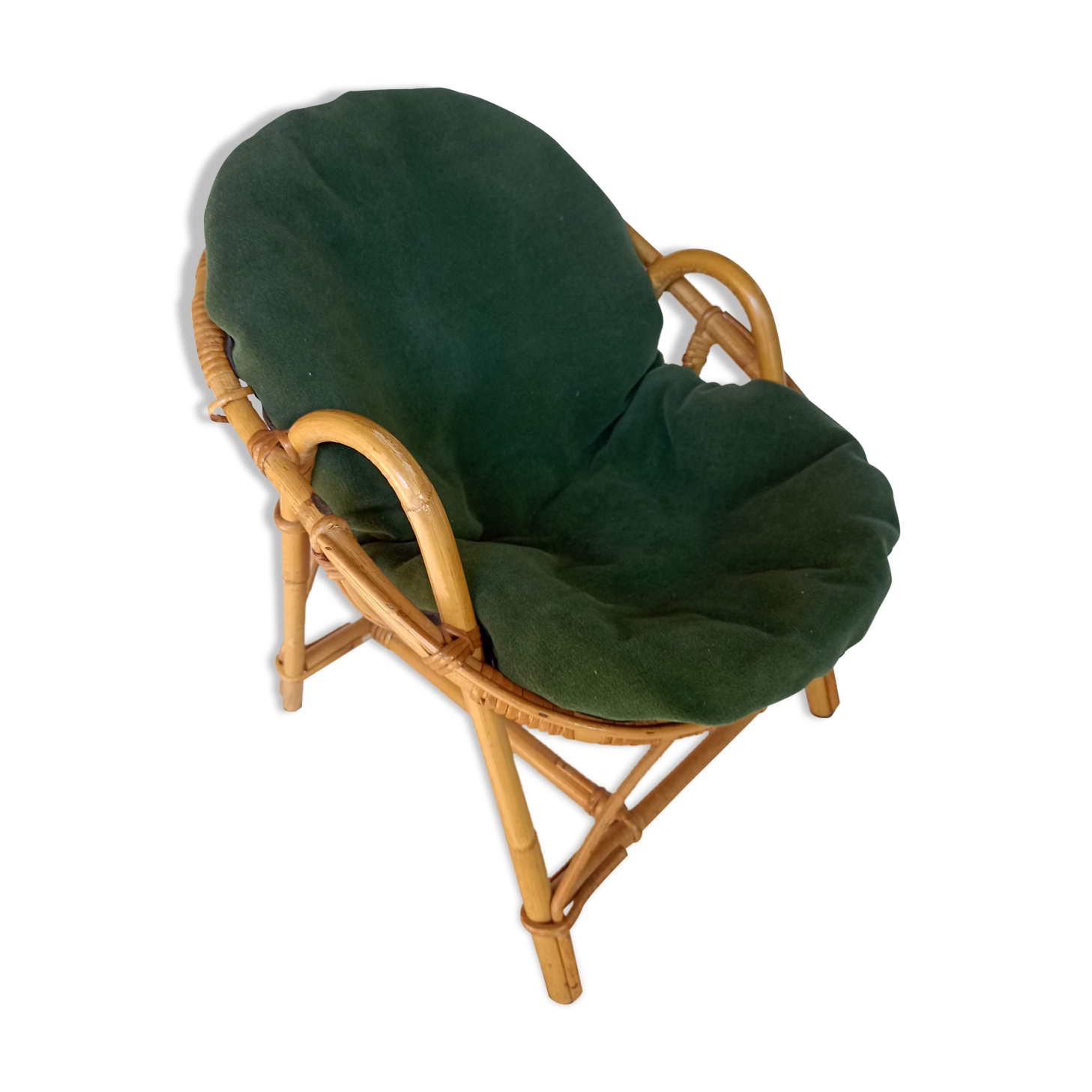 Vintage bamboo children's armchair and cushion