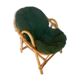 Vintage bamboo children's armchair and cushion