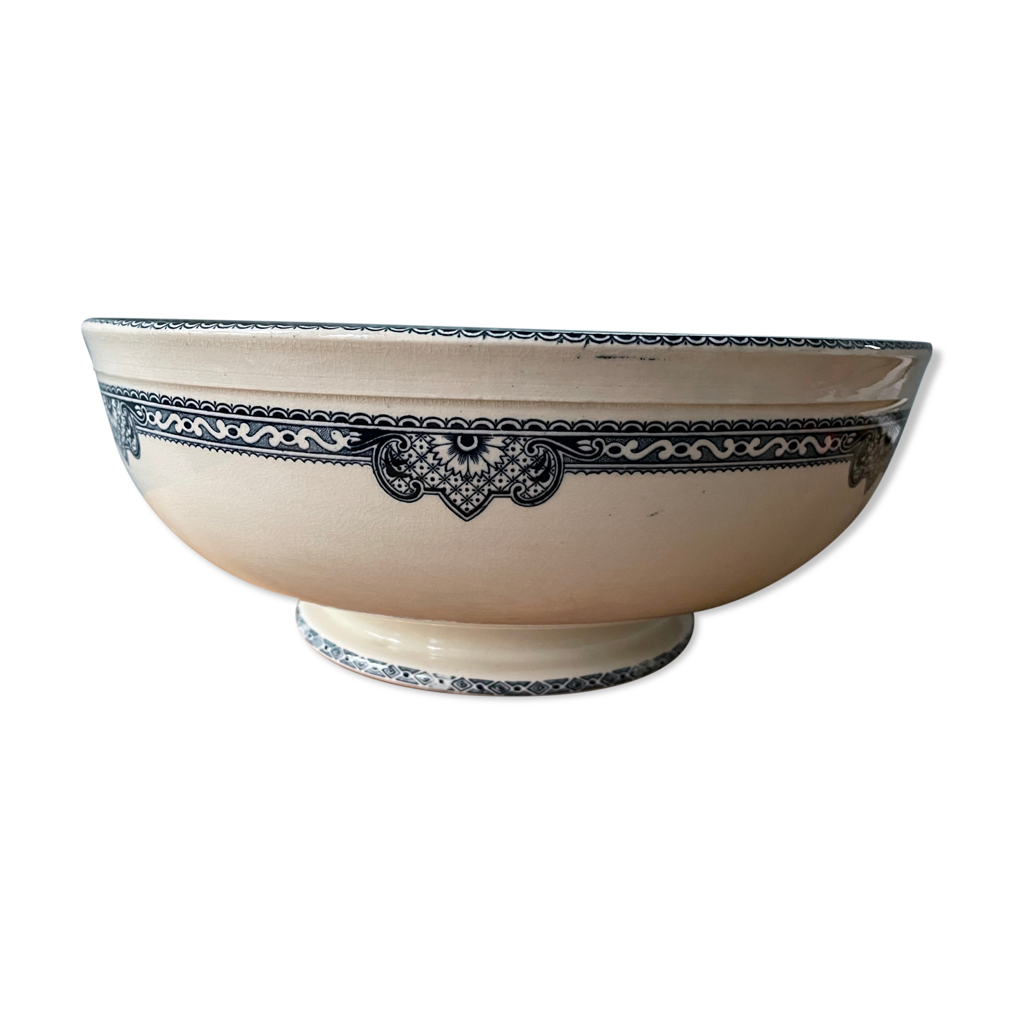 Old iron earth salad bowl R&A Salins, Jumièges model